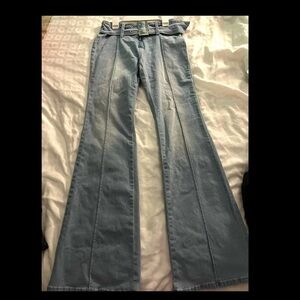 Belted wide leg jeans. Never worn.